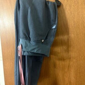 Figs womgwns's Charcoal Joggers and Tol with Pink Accent strings.